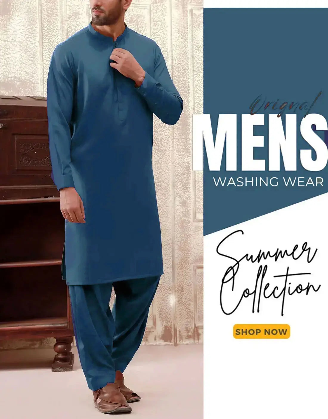 Unstitched Italian Boski Wash & Wear Men’s Zinc Color Shalwar Kameez