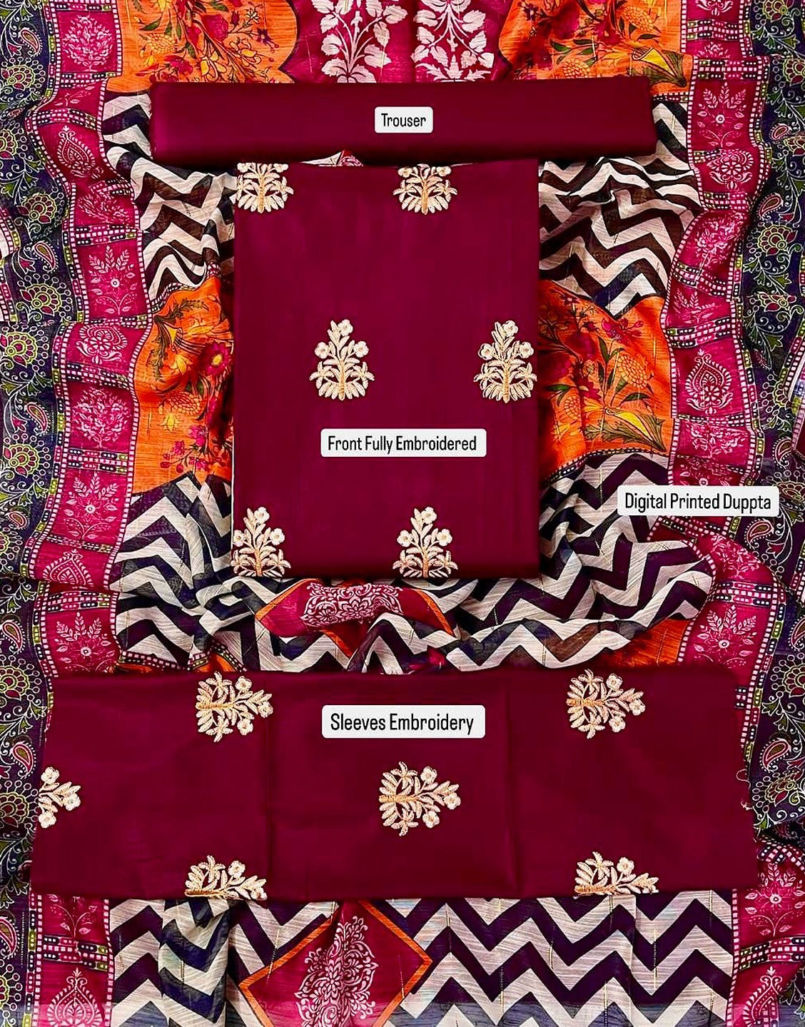Elegant Embroidered Lawn Dress with Monal Dupatta
