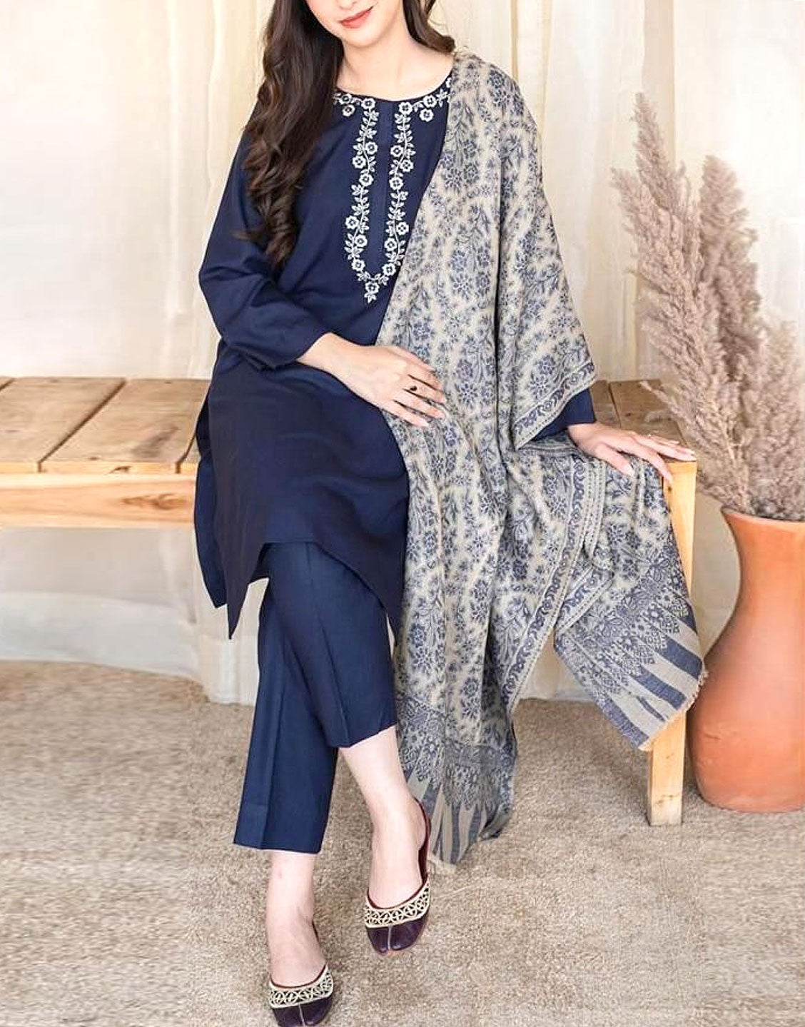 Trendy Embroidered Lawn Suit with Printed Lawn Dupatta - Out of Stock