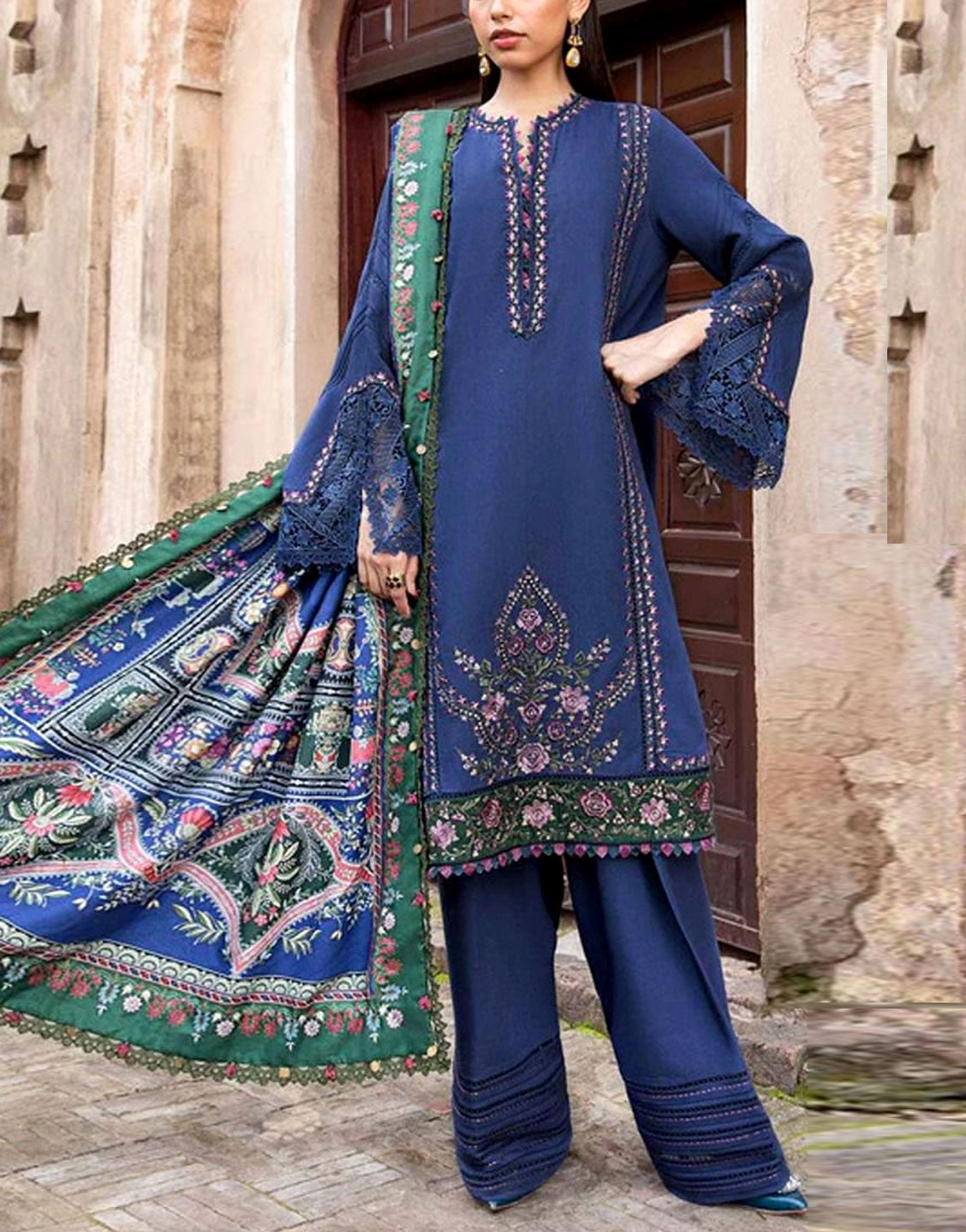 Heavy Panel Embroidered EID Lawn Dress with Chiffon Dupatta