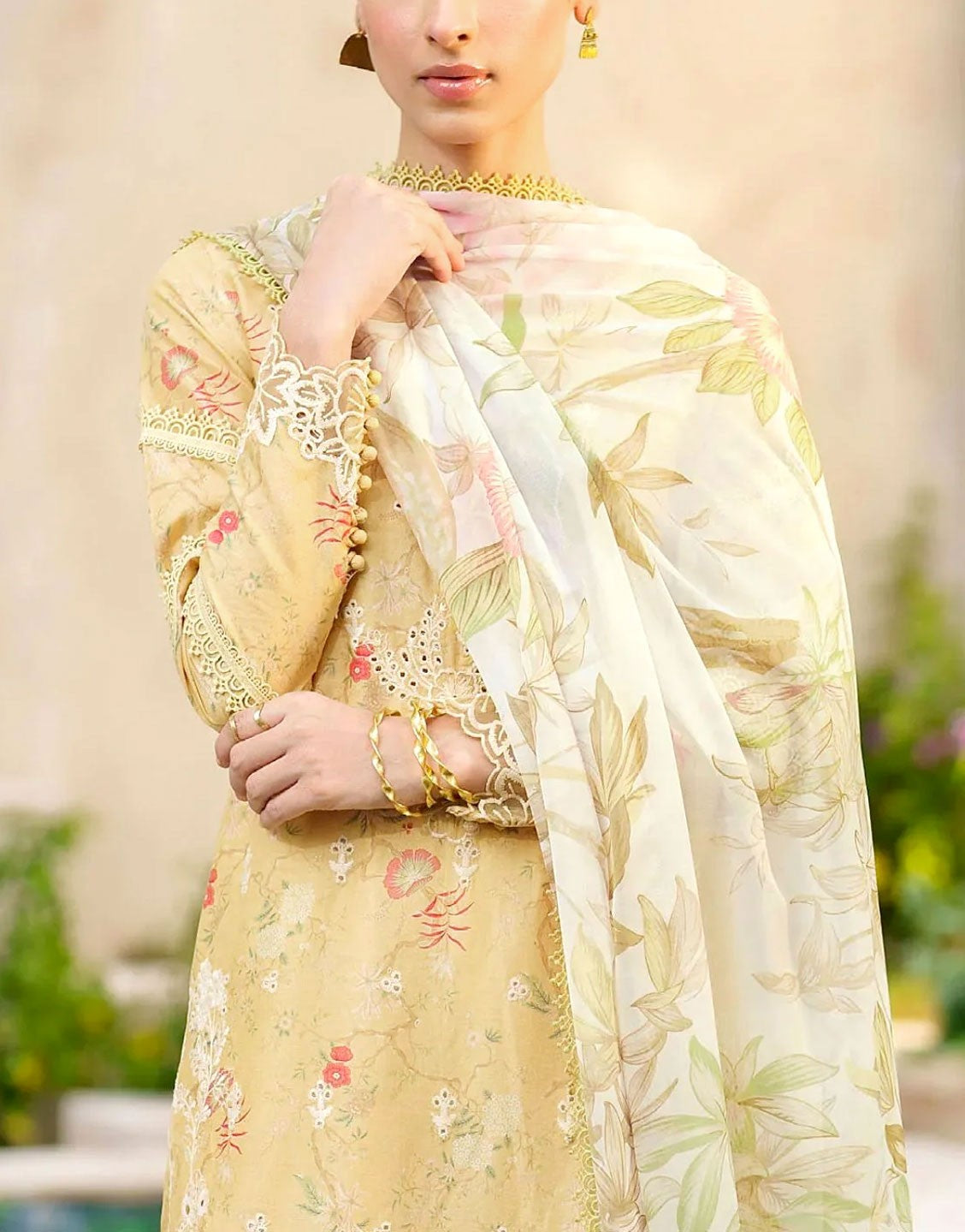 All-Over Print Embroidered EID Lawn Dress with Chiffon Dupatta