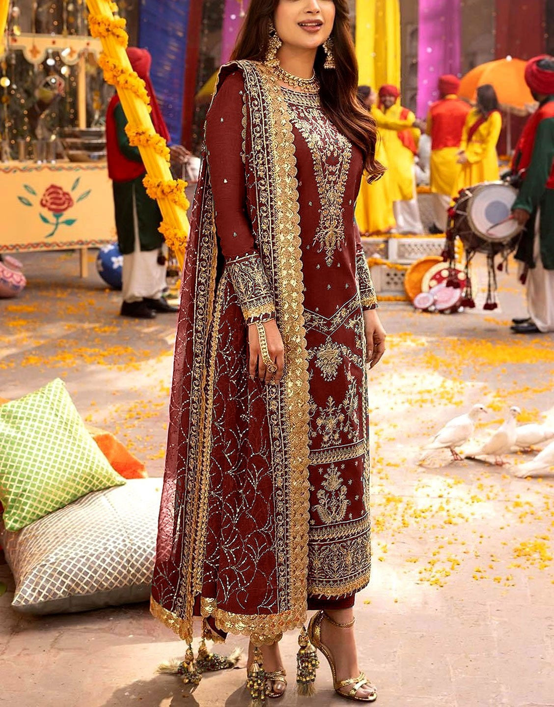 Fancy Embroidered Chiffon Party Wear Dress 