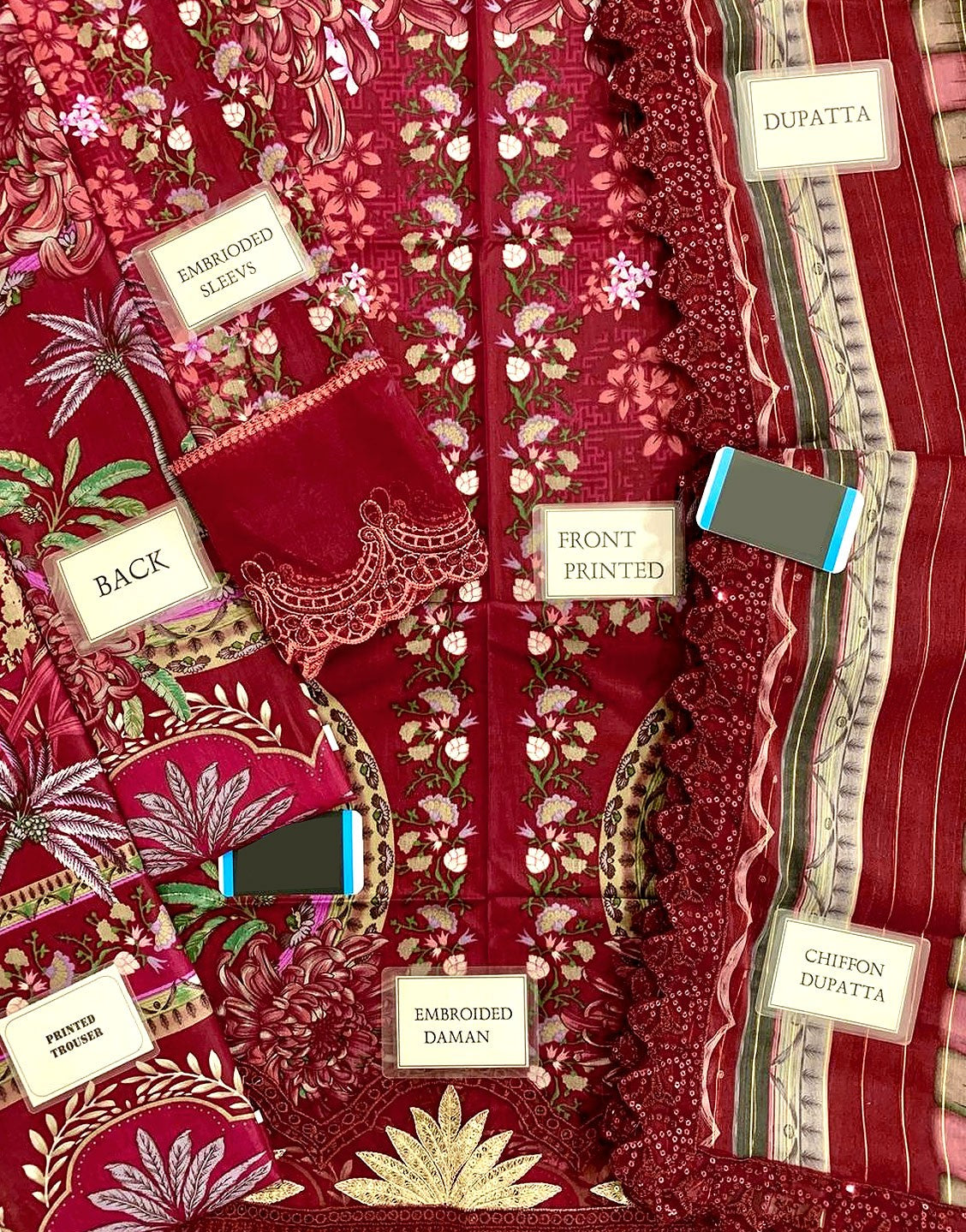 All-Over Print Embroidered Lawn Dress with Chiffon Dupatta