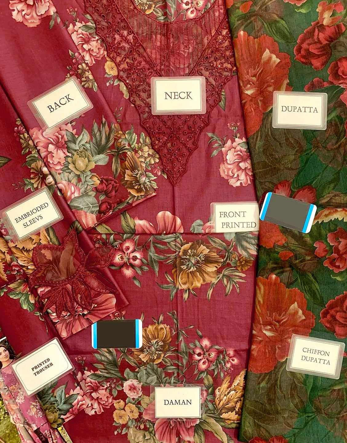 All-Over Print Embroidered Lawn Dress with Chiffon Dupatta