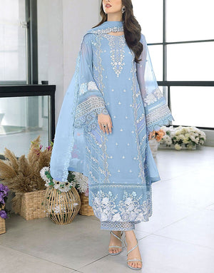Formal Embroidered Organza Party Wear Dress 