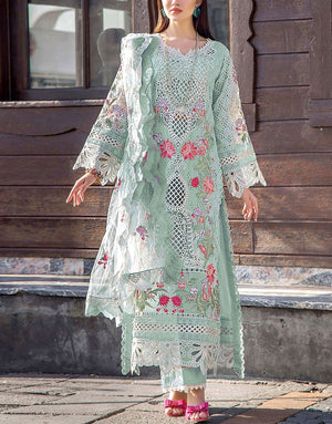 Luxury Heavy Schiffli Embroidered Cotton Lawn Dress with Emb. NET Dupatta
