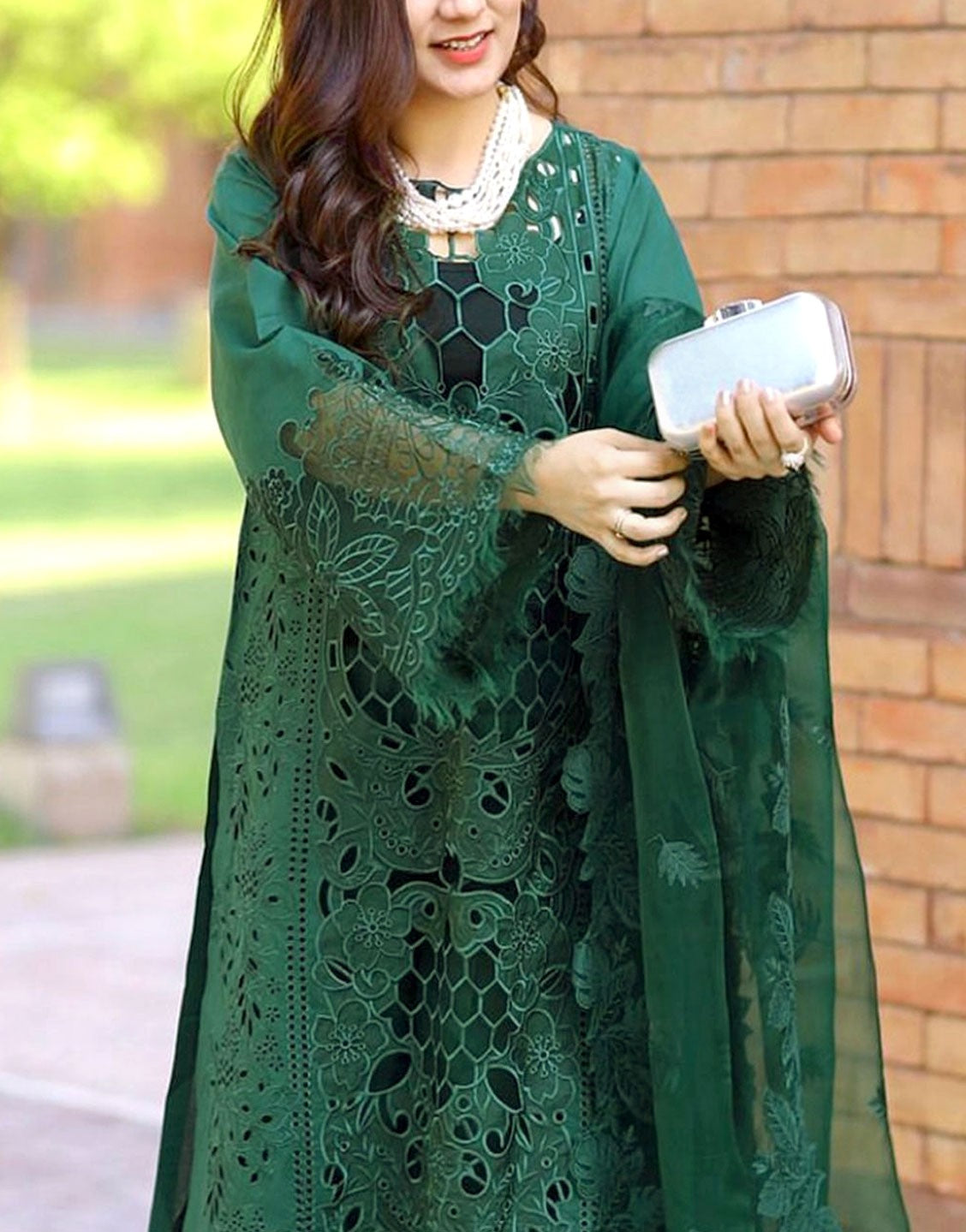 Luxury Heavy Schiffli Embroidered Lawn Dress with Emb. Organza Dupatta