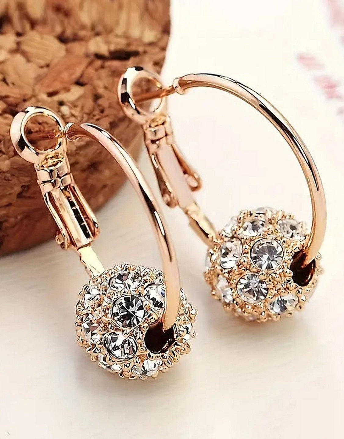Boho-Chic Golden Crystal Ball Stud Earrings