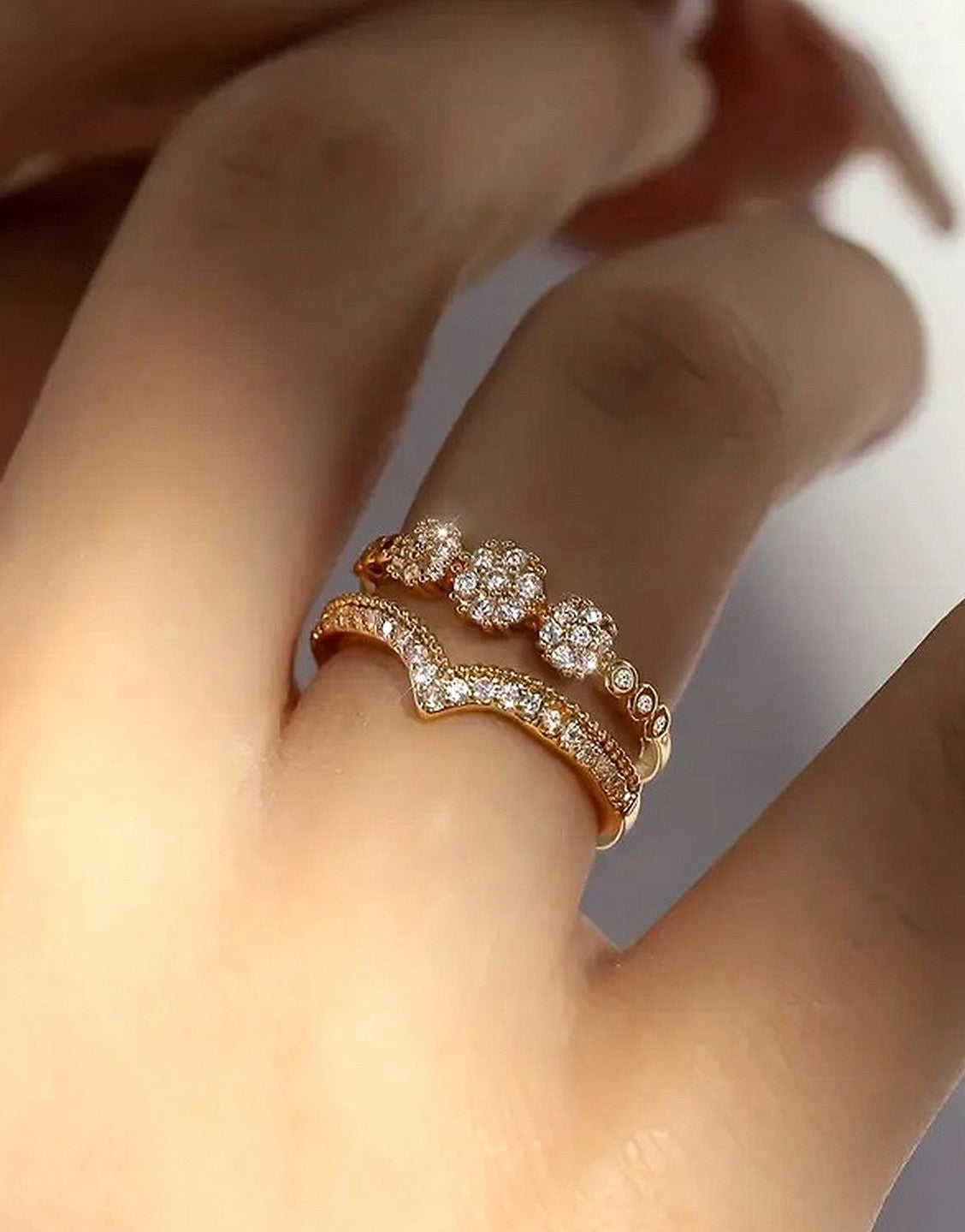 Adjustable Double Layer Royal Crown Shape Cuff Ring