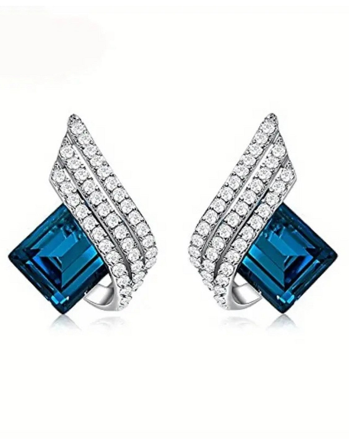Elegant Blue Crystal Angel Wings Necklace and Earrings Set - Out of Stock
