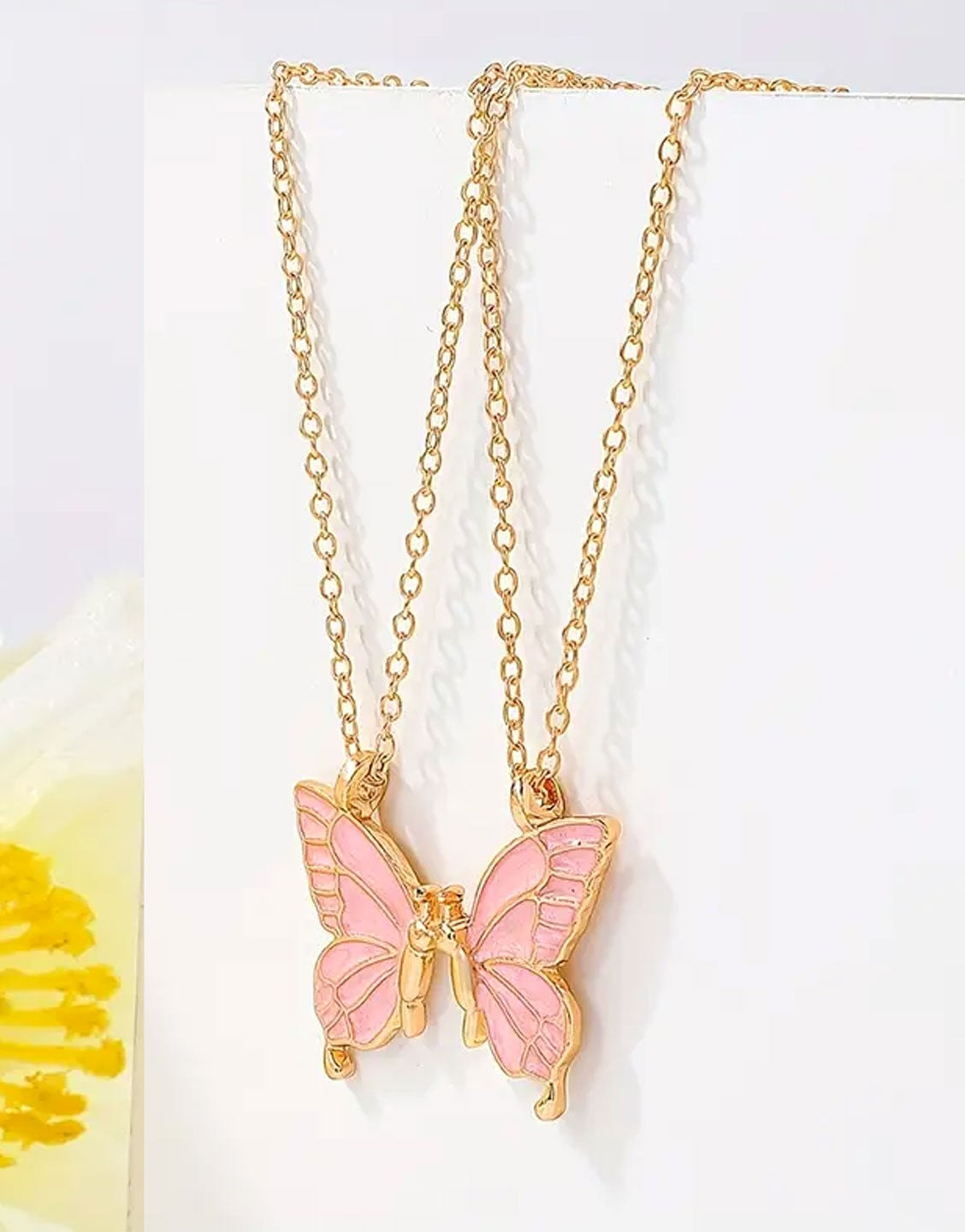 Pack of 2 Adjustable Butterfly Shape Pendant Necklace for Girls