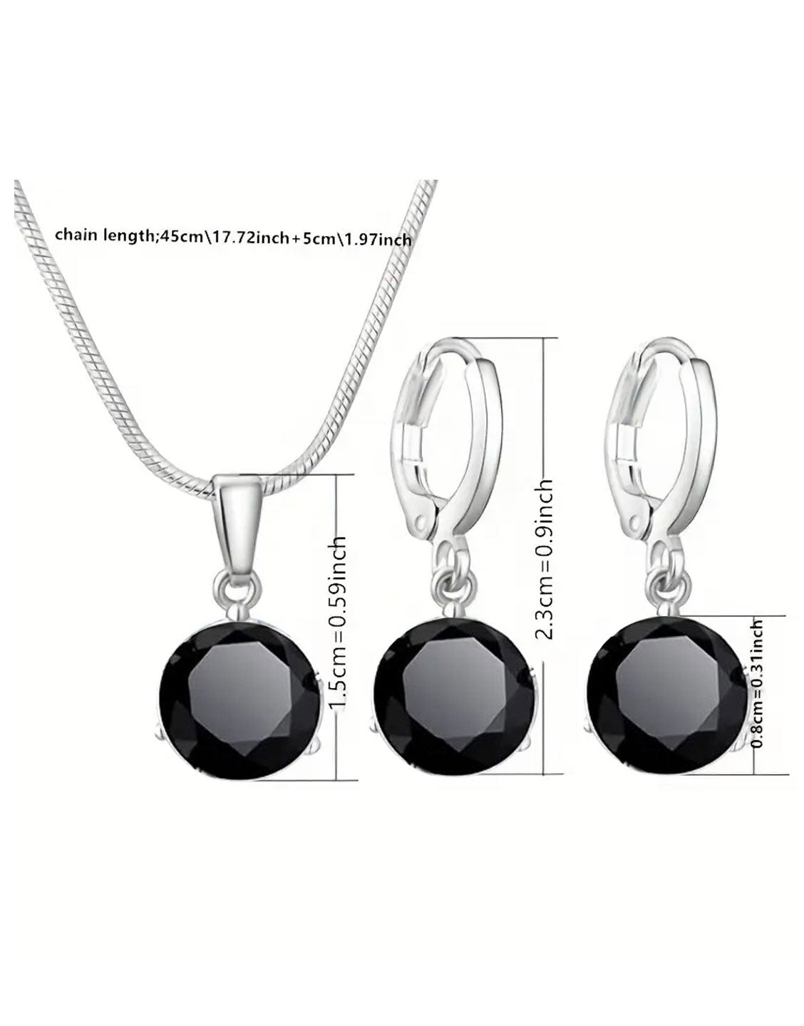 Adorable Crystal Black Zirconia Necklace & Earrings Set with Rhinestone Accents