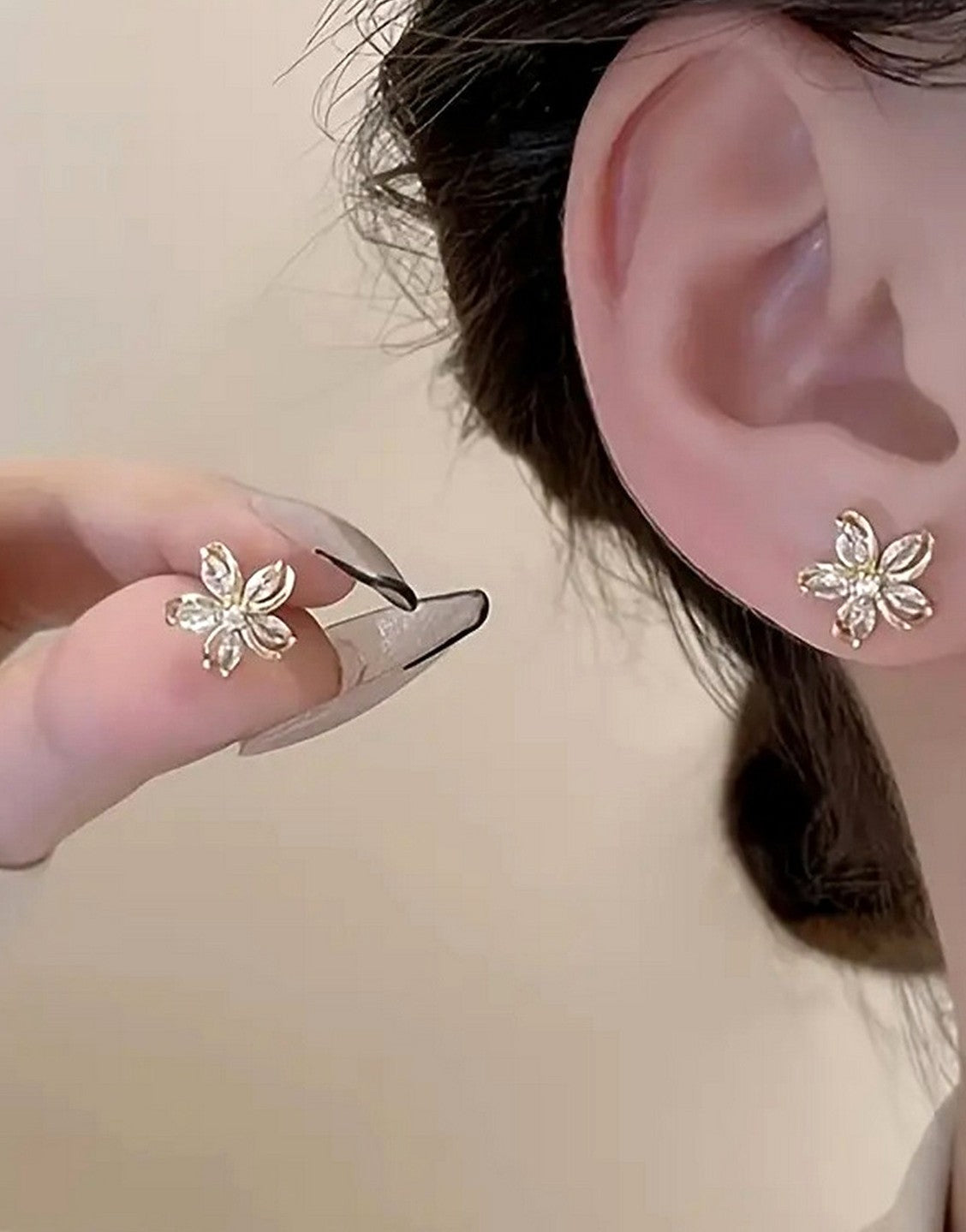Elegant Rose Gold Cubic Zirconia Flower Quirky Earrings