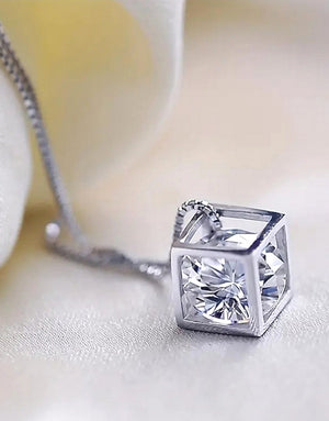 Adorable Cubic Zirconia Square Shape Pendant Necklace for Daily Wear & Party Wear
