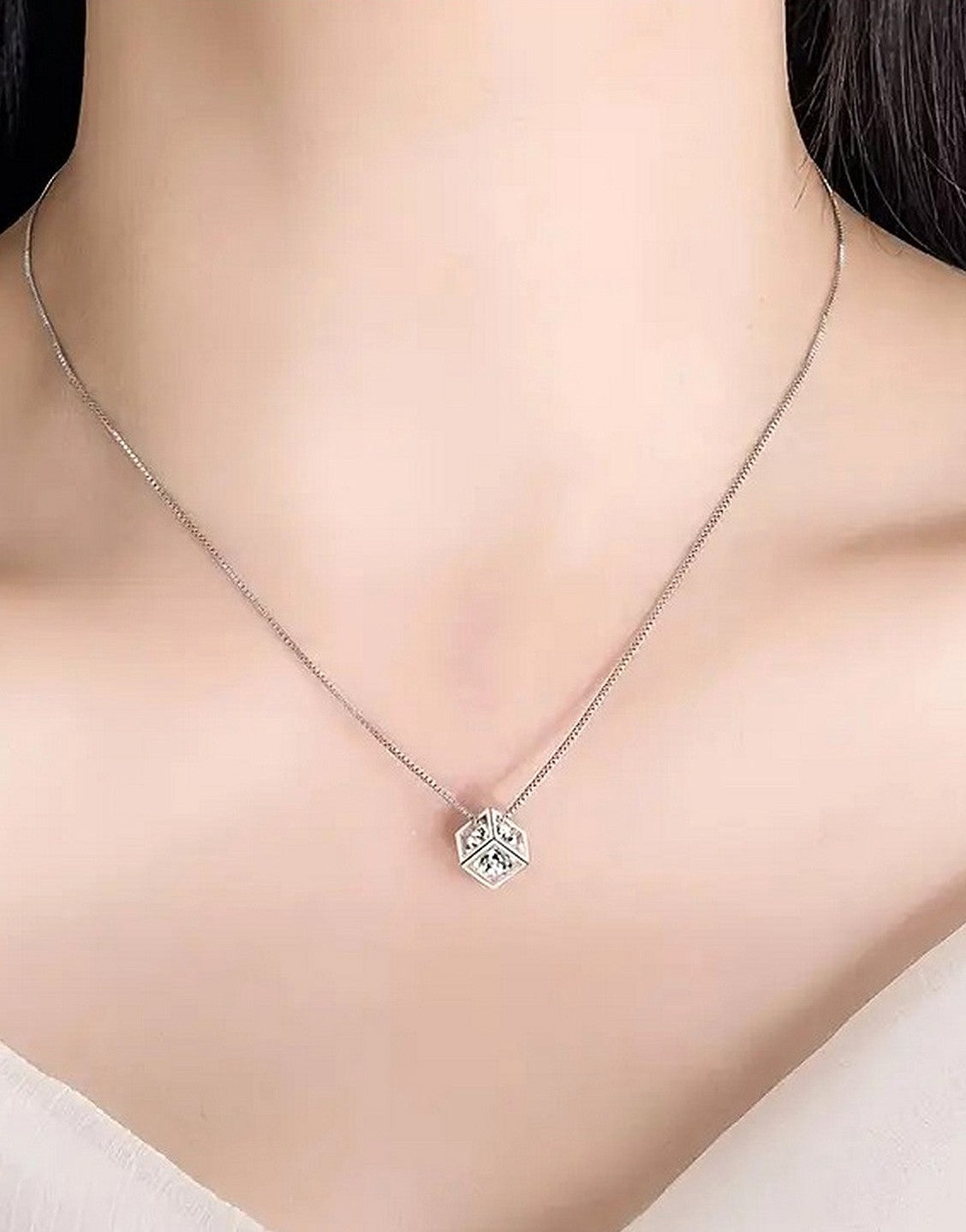Adorable Cubic Zirconia Square Shape Pendant Necklace for Daily Wear & Party Wear