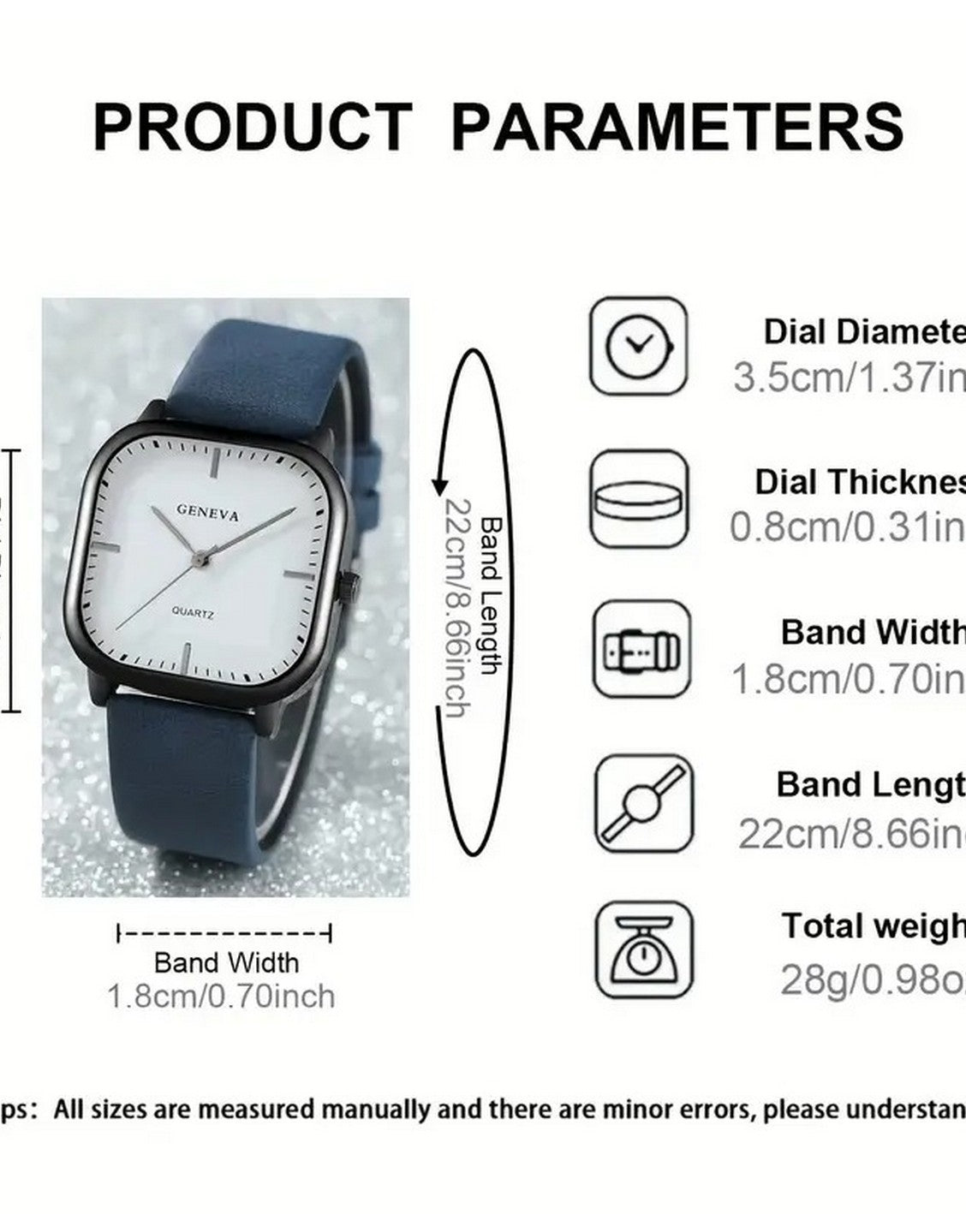 Unisex PU Leather Strap Casual Watch - Blue - Out of Stock