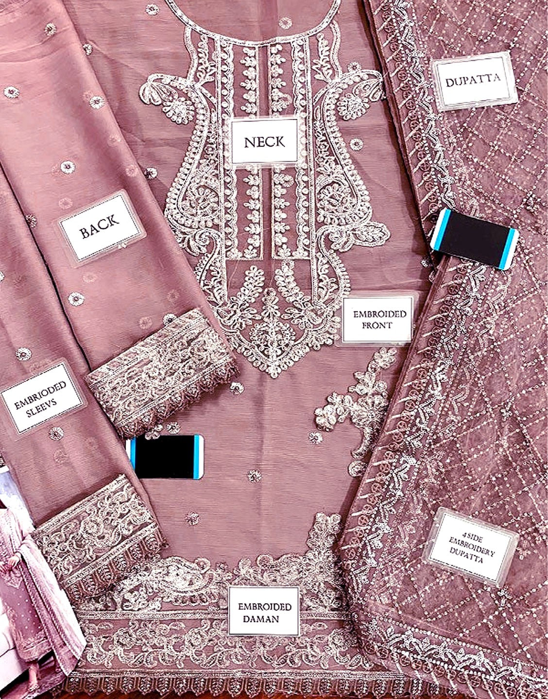 Heavy Embroidered Chiffon Party Dress with Embroidered Net Dupatta