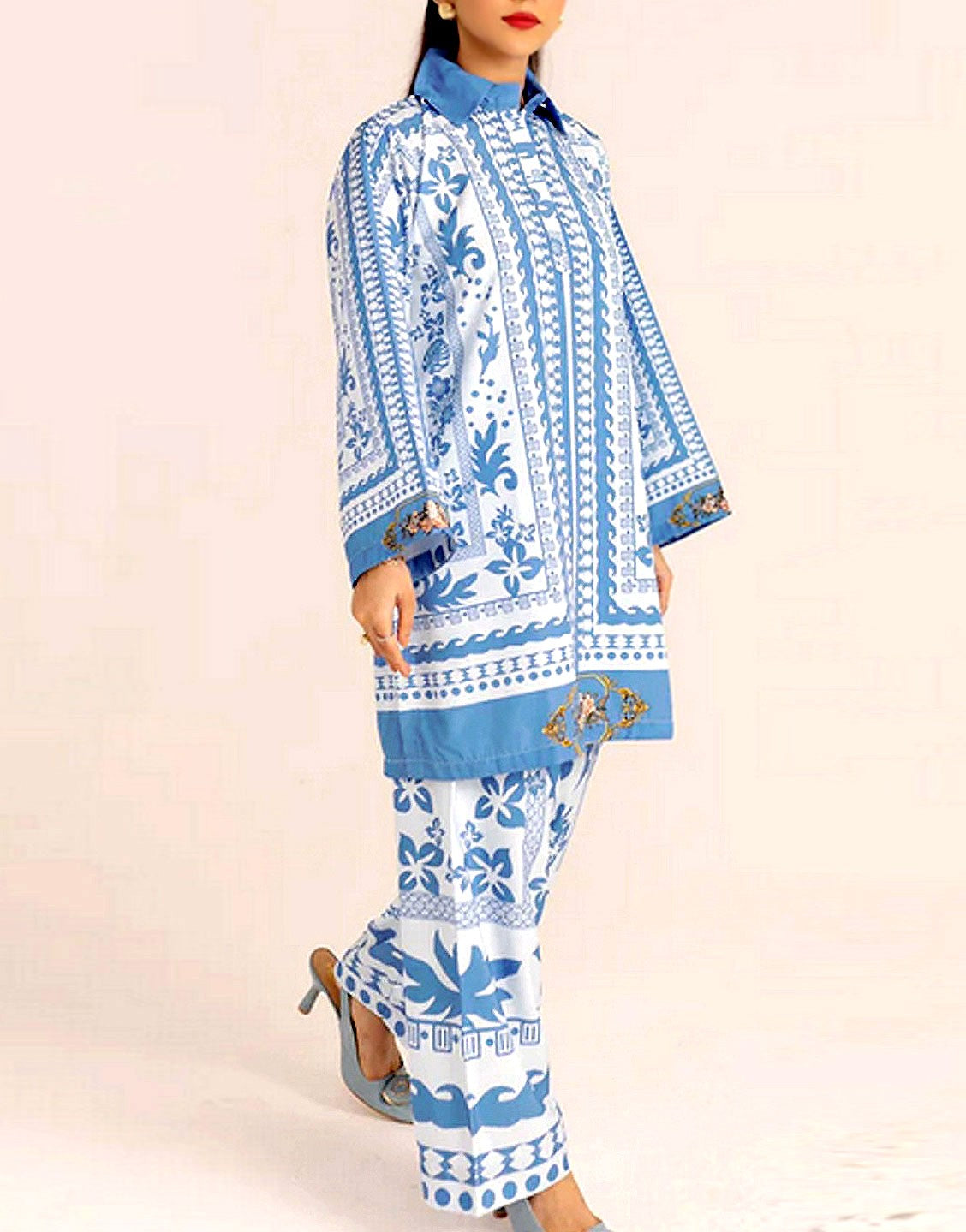 IB Angan All-Over Digital Print 3-Piece Khaddar Dress 