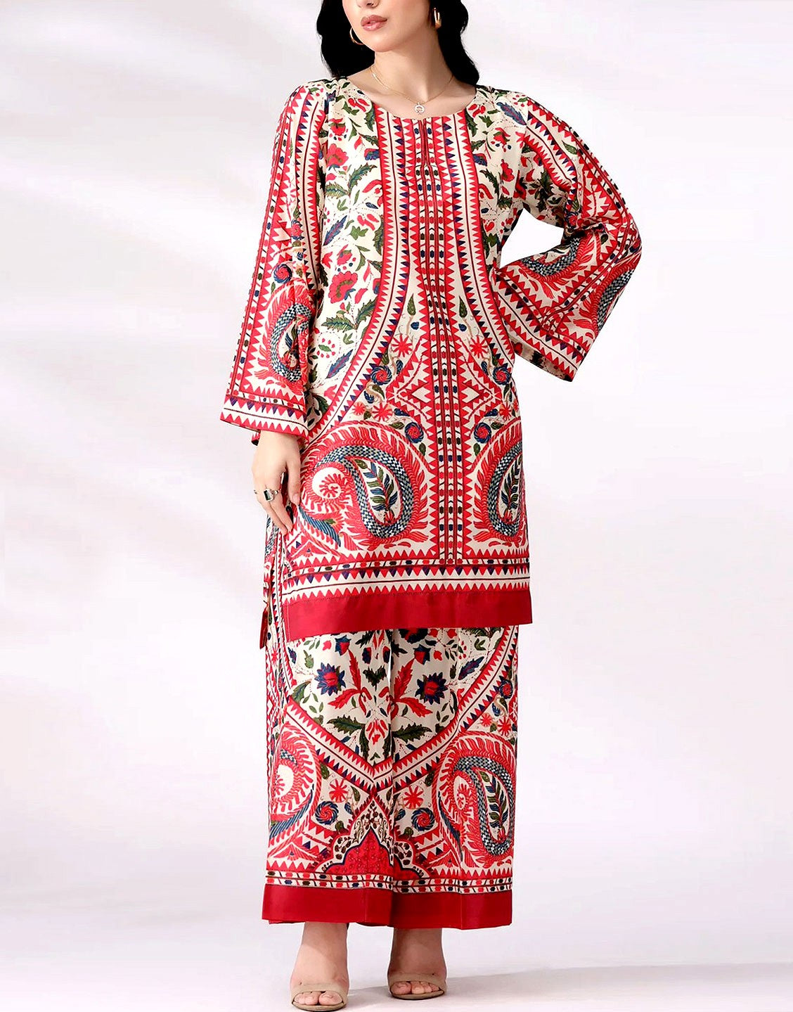 IB Angan All-Over Digital Print 3-Piece Khaddar Suit 