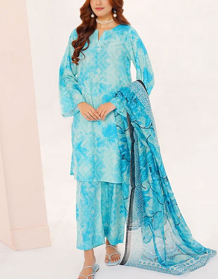 IB Bonanza All-Over Digital Print 3-Piece Linen Suit  with Linen Dupatta
