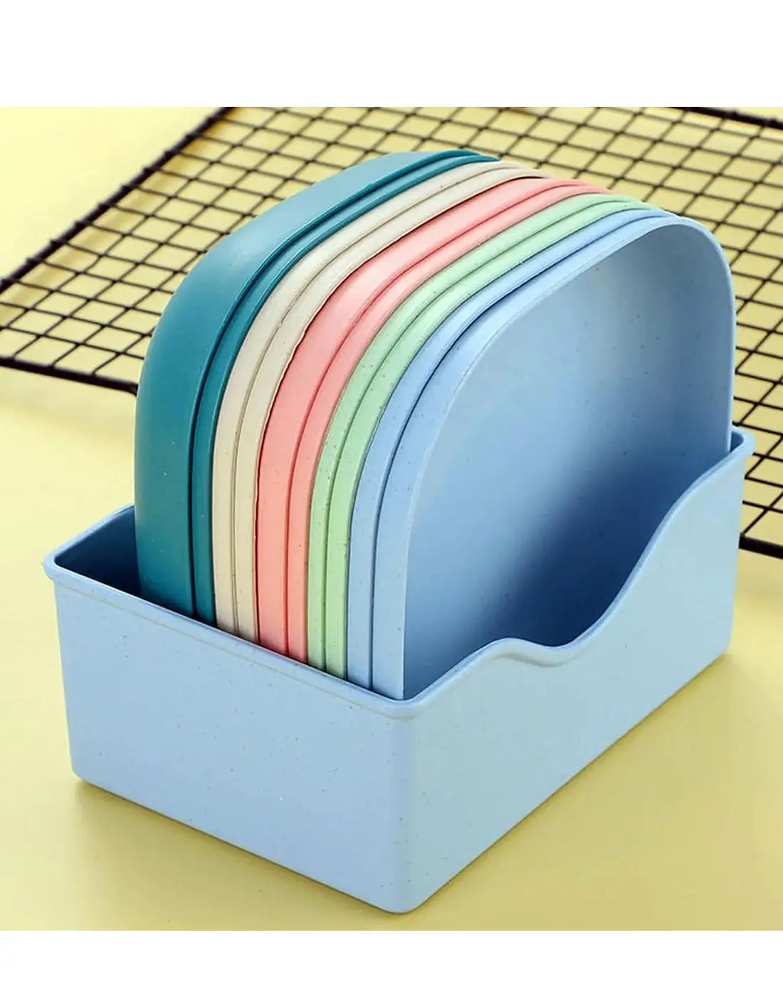 10‑Piece Plastic Reusable Food Plates Set with Stand – Ideal for Snacks and Breakfast