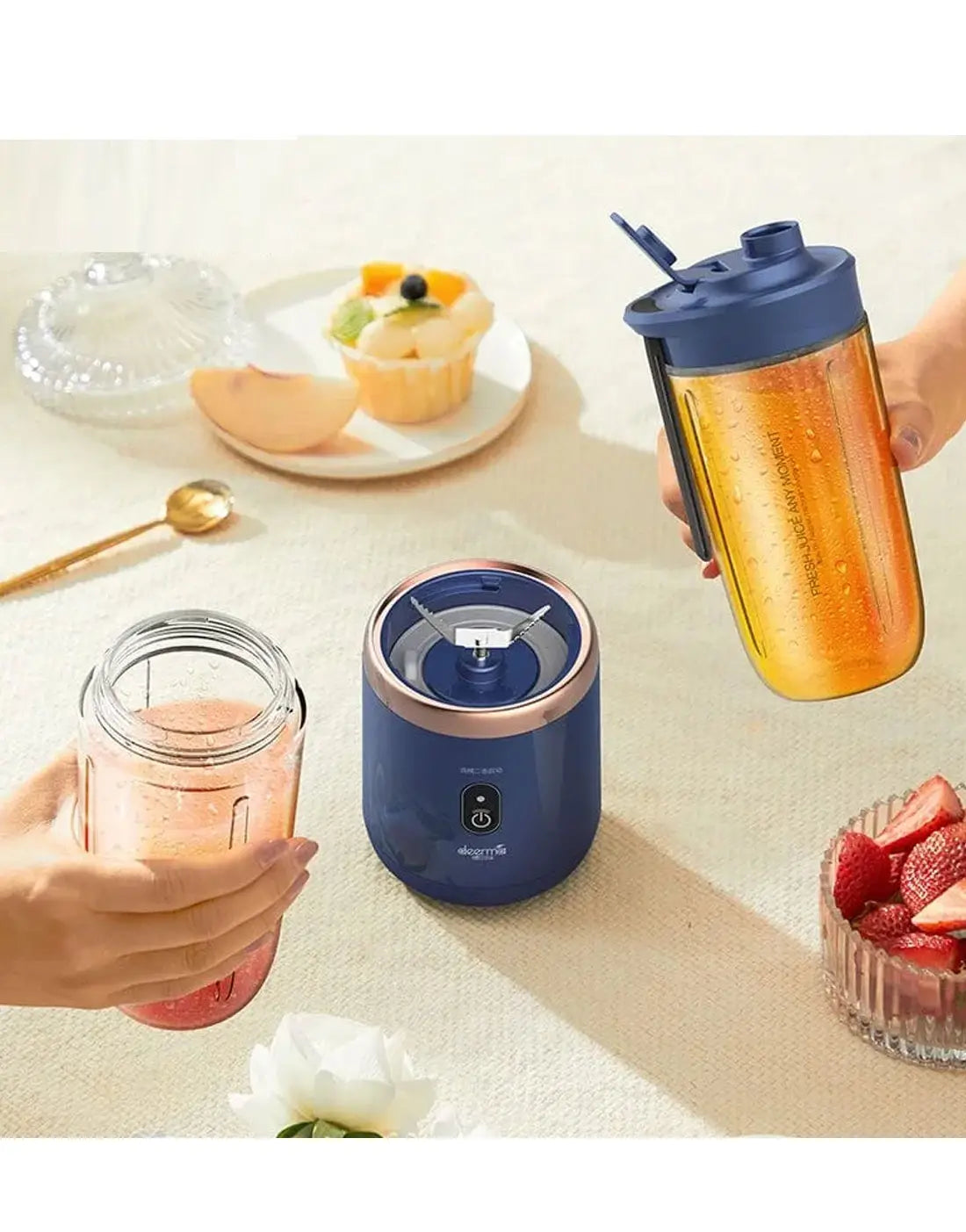 2-In-1 USB Rechargeable Portable Juicer Blender for Smoothies, Shakes, and Frozen Drinks