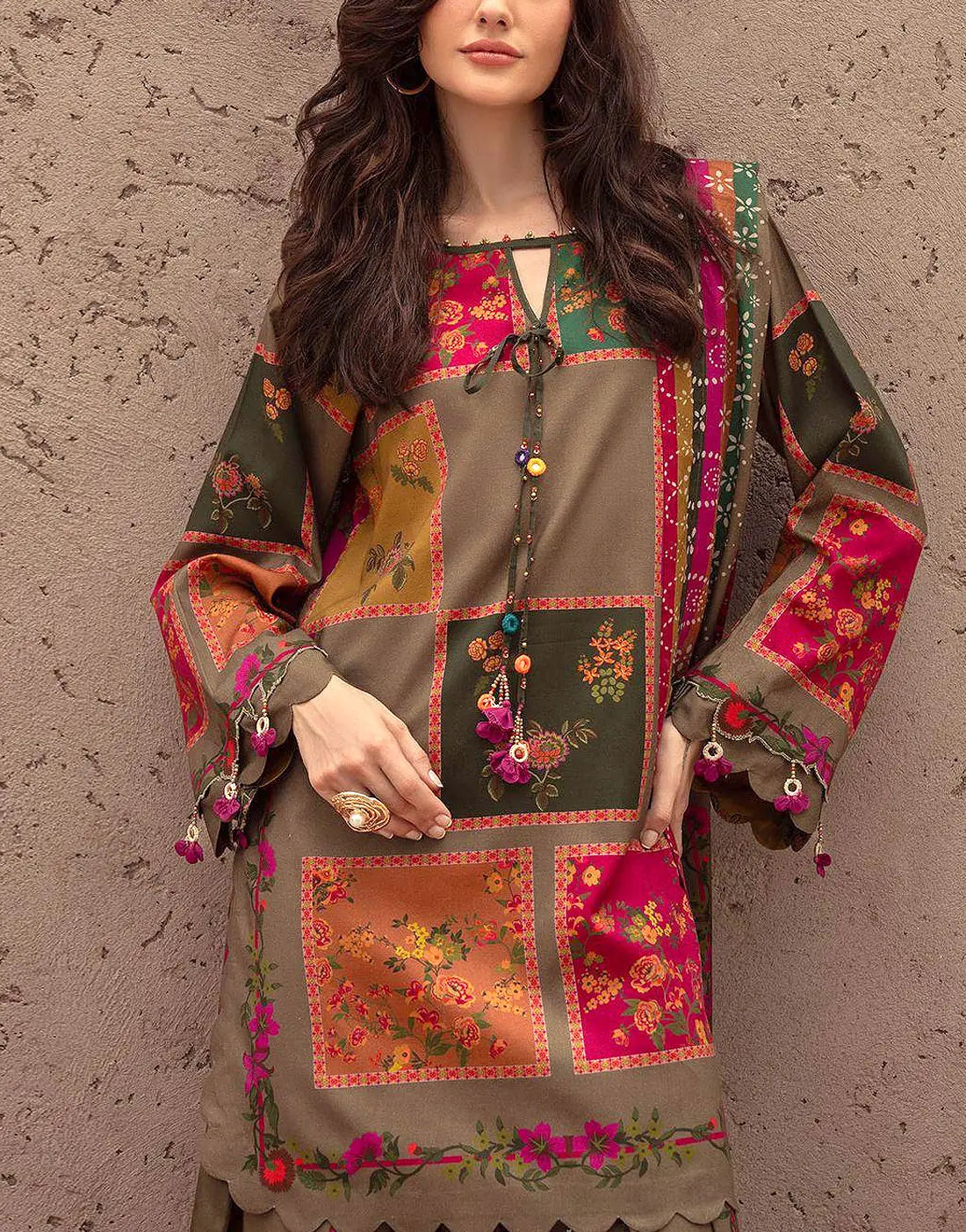 All-Over Print 3-Piece Lawn Dress with Soft Chiffon Dupatta