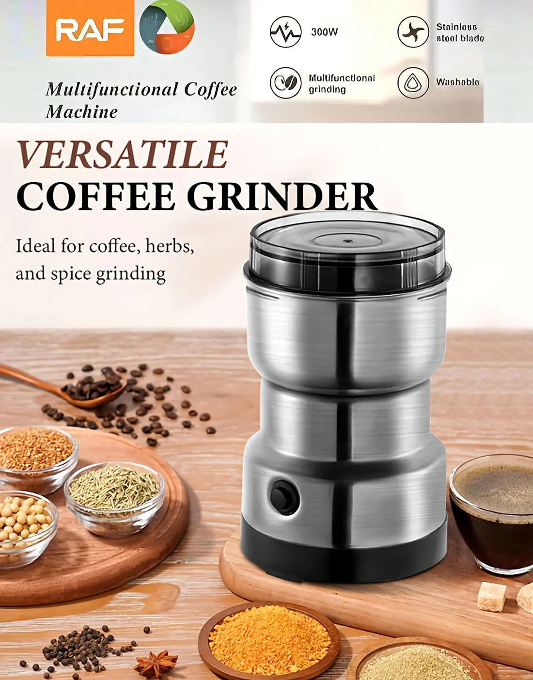 RAF Electric Masala Grinder for Coffee Beans, Spices & Sugar