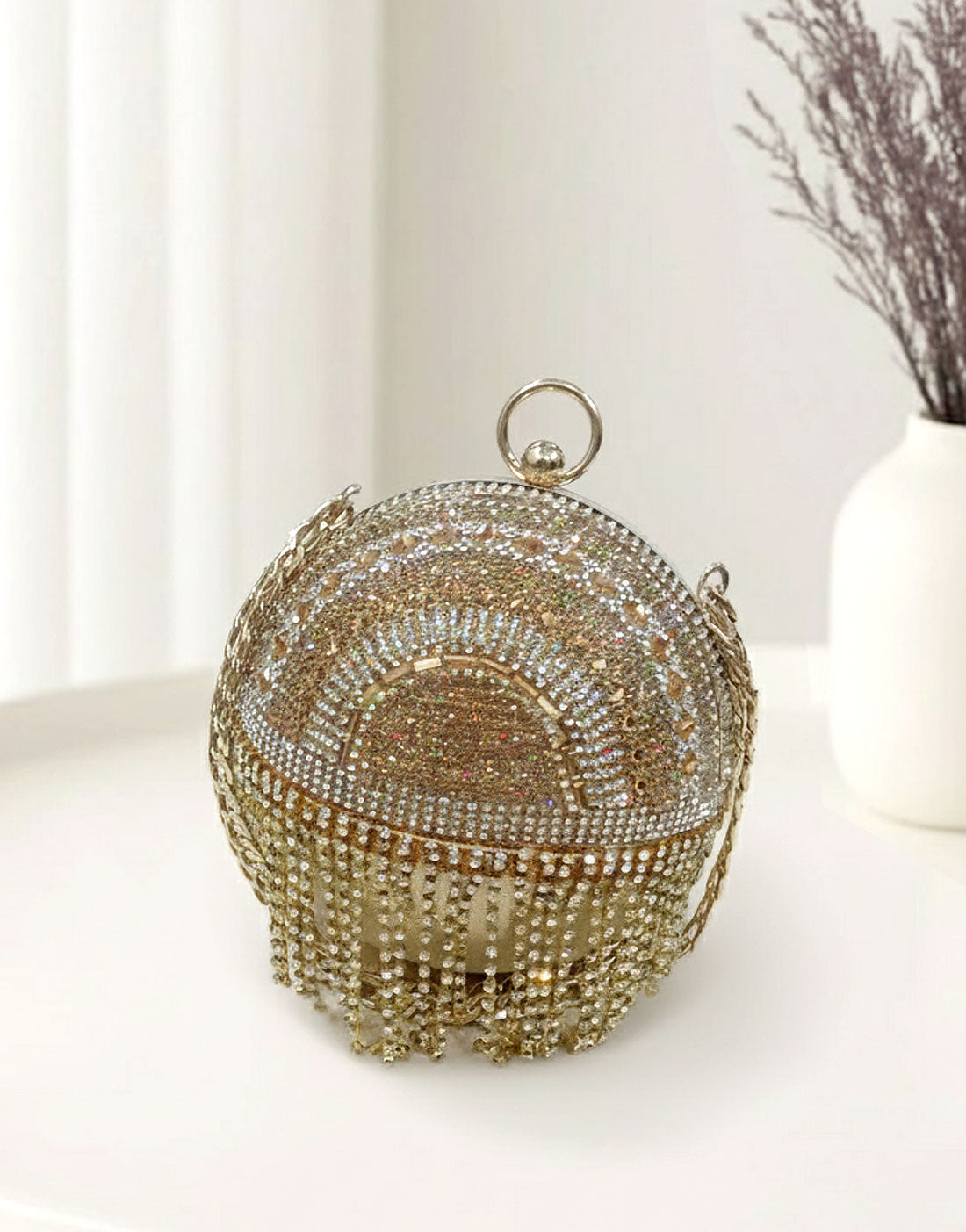 Sparkling Ball-Shaped Clutch Purse for Weddings & Dinners