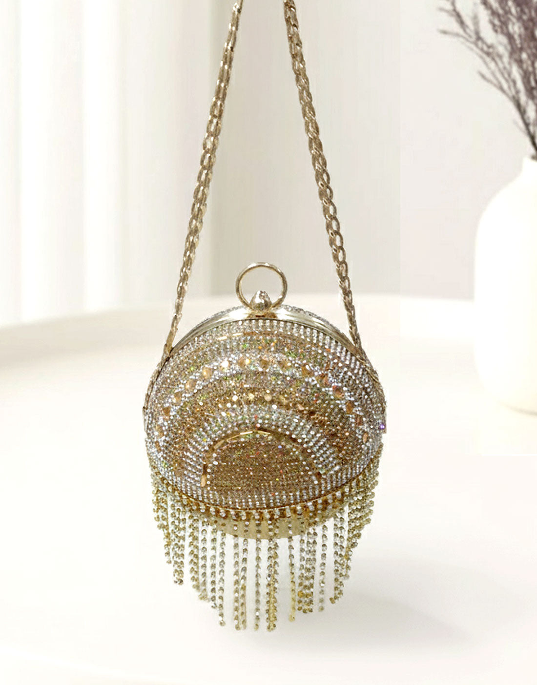 Sparkling Ball-Shaped Clutch Purse for Weddings & Dinners