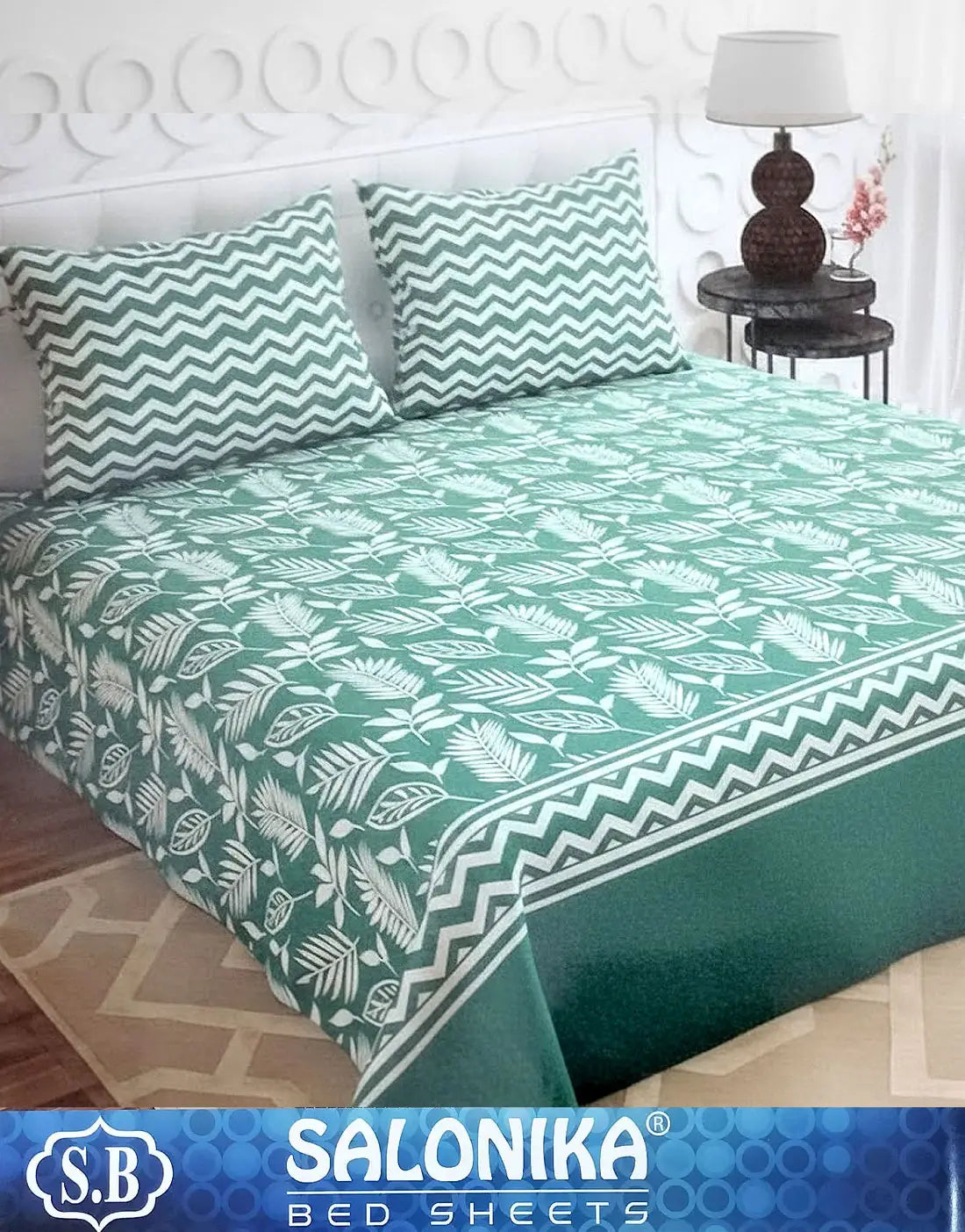 Salonika 3-Piece Mix Cotton King Size Bedsheet with Pillow Covers