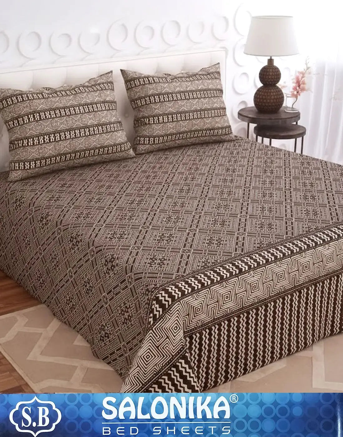 Salonika 3-Piece Mix Cotton King Size Bedsheet with Pillow Covers