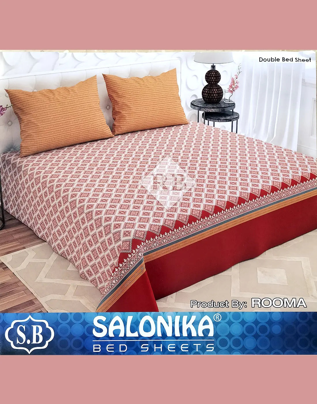 Salonika 3-Piece Mix Cotton Red King Size Bedsheet with Pillow Covers