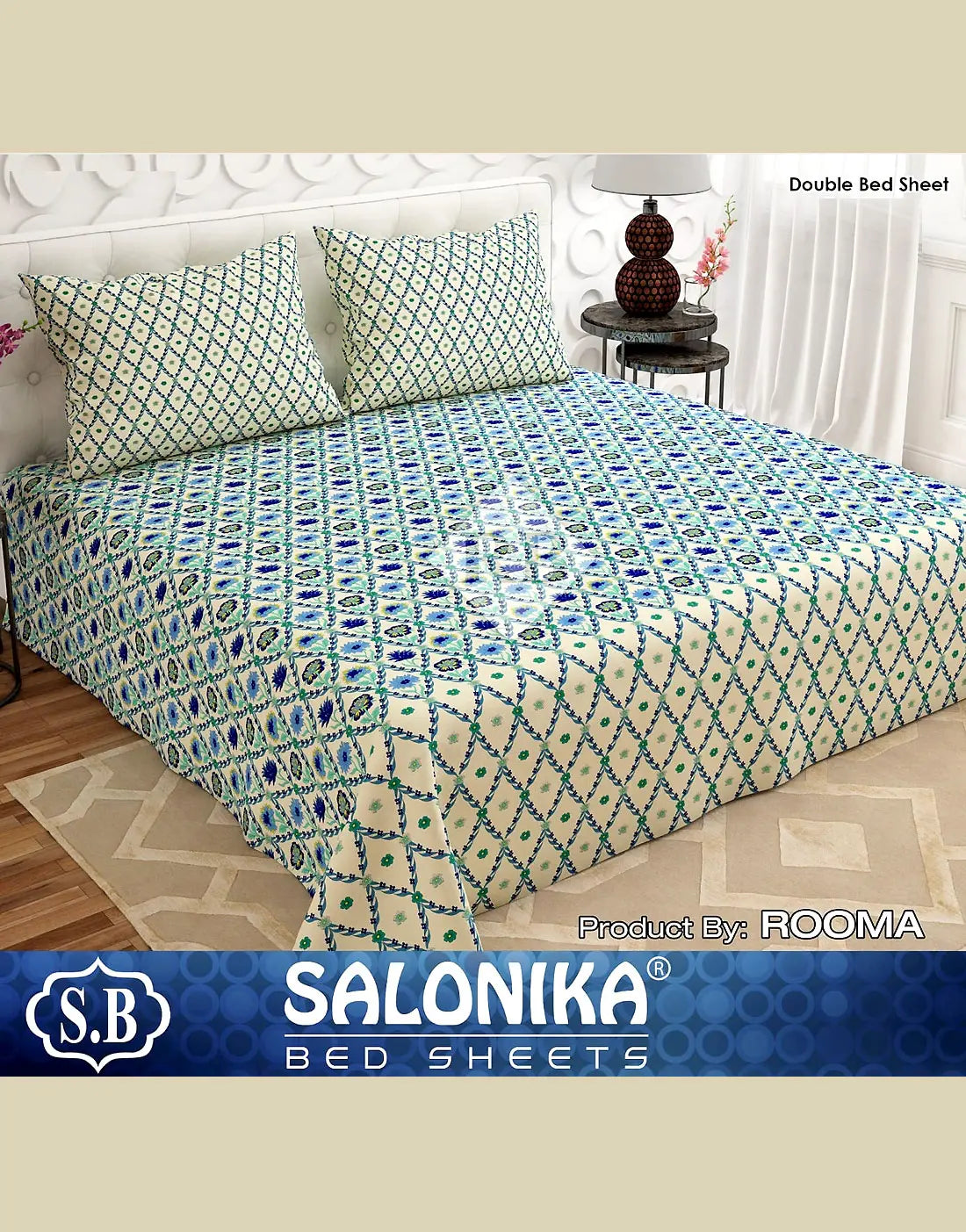 Salonika 3-Piece Mix Cotton King Size Bedsheet with Pillow Covers