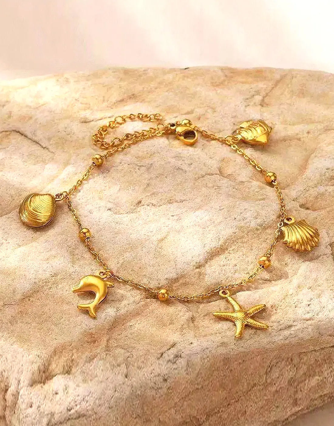 Stainless Steel Boho Seashell Charm Bracelet – Shein Inspired Design