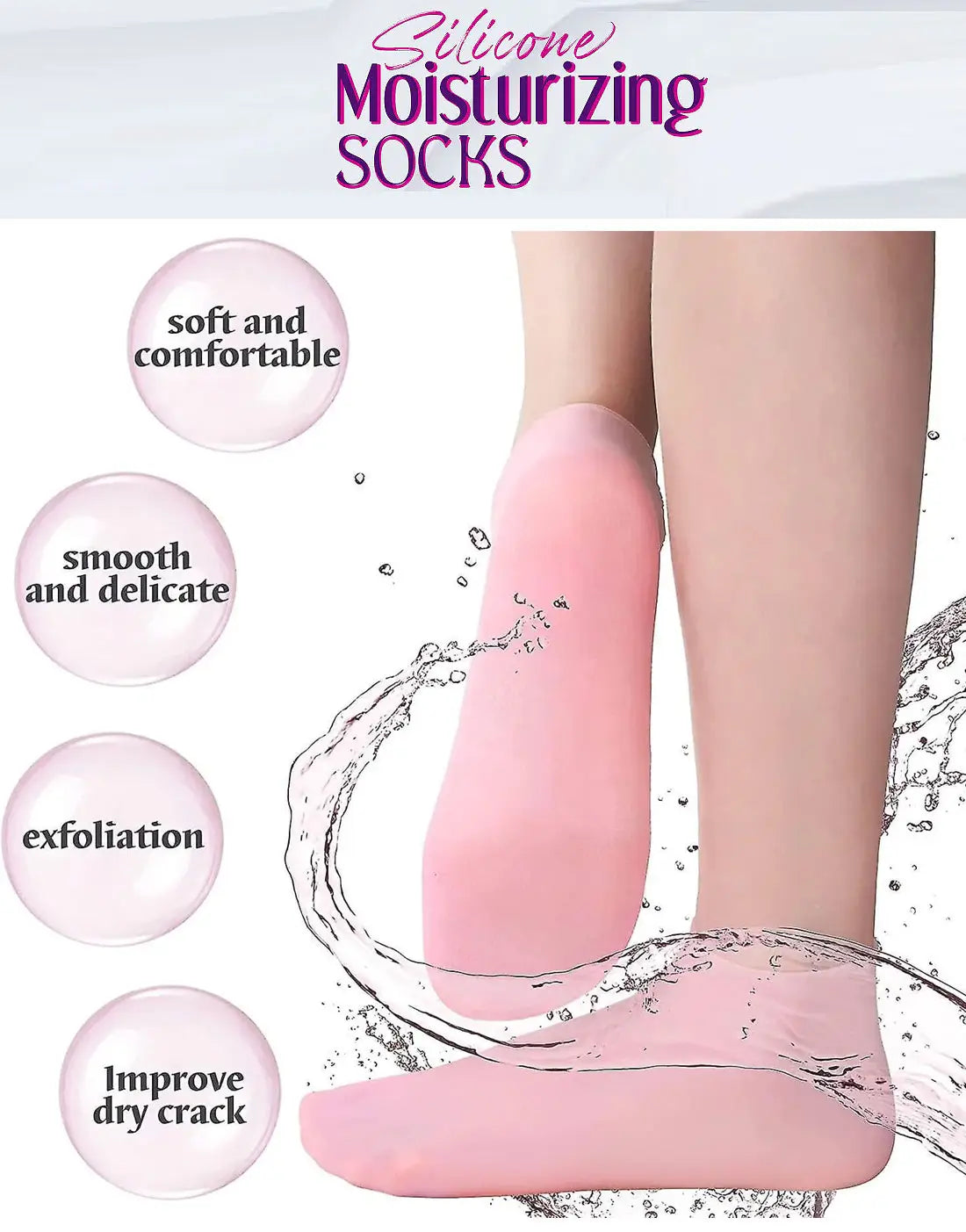 Silicone Foot Moisturizing Socks for Cracked Heels, Dry Skin & Spa Care