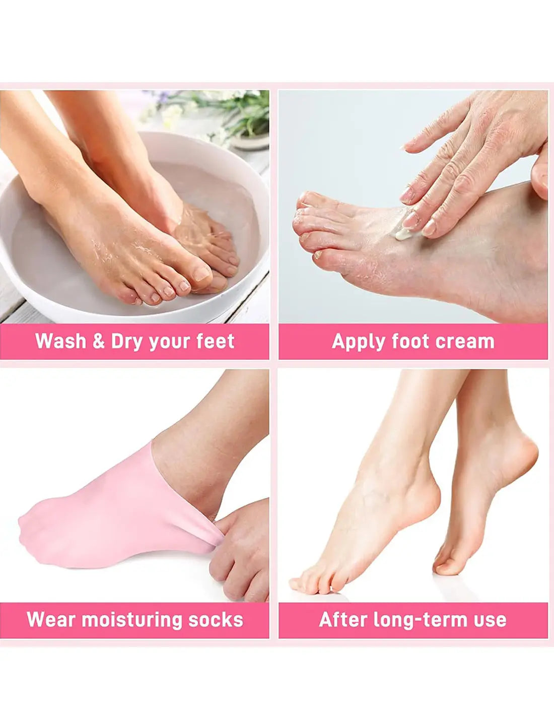Silicone Foot Moisturizing Socks for Cracked Heels, Dry Skin & Spa Care