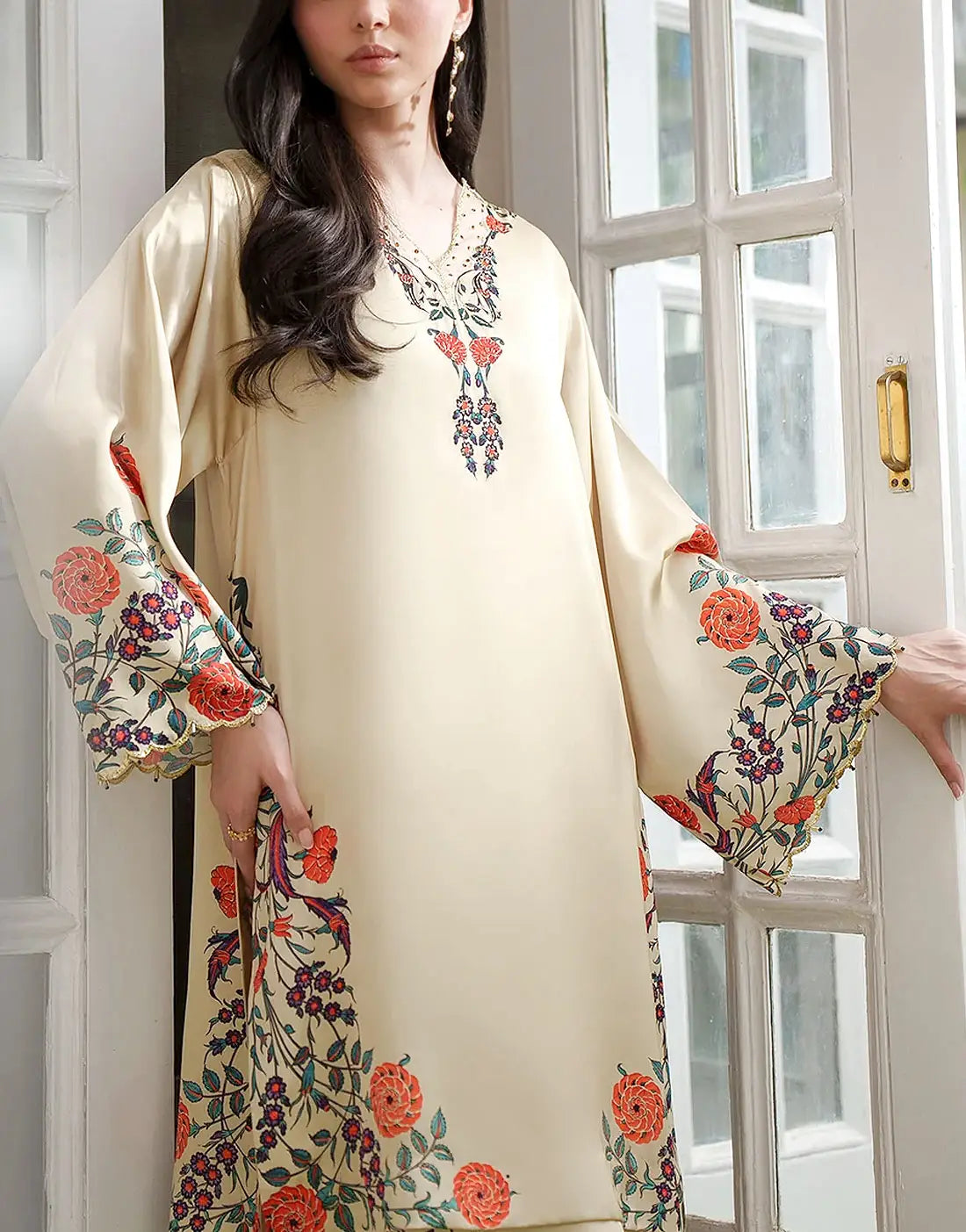 All-Over Digital Print Silk Party Wear Dress Design 2026