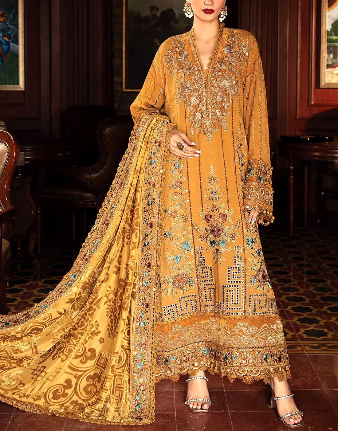 Heavy Embroidered EID Lawn Suit with Digital Print Diamond Zari Dupatta