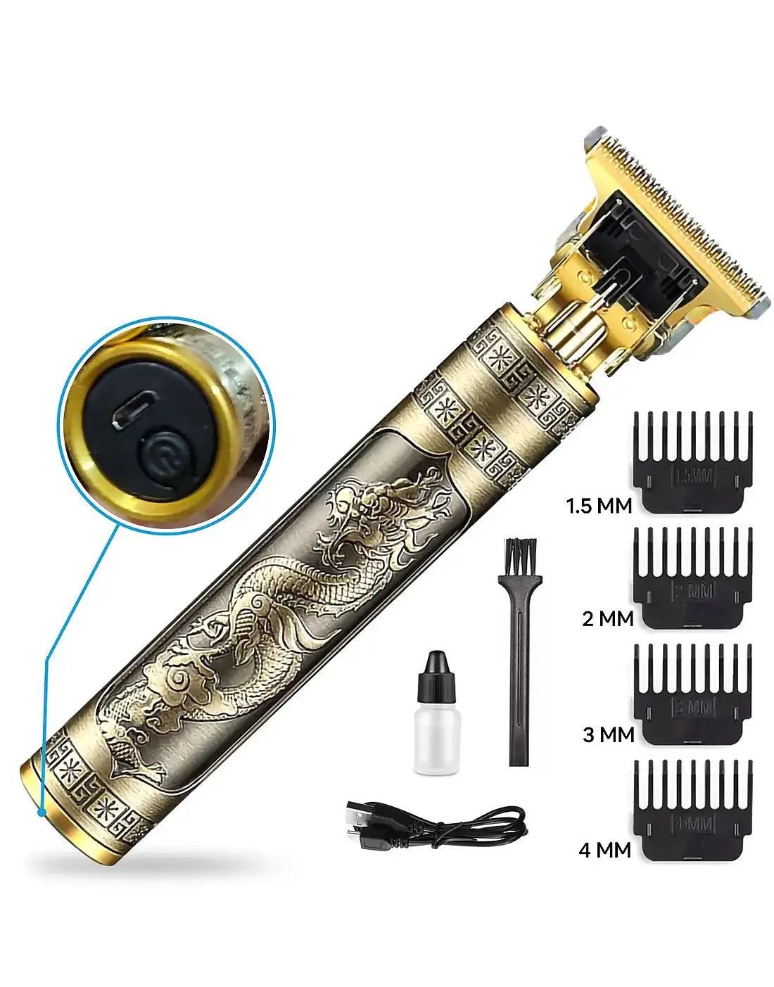 Professional Vintage T9 Dragon Hair Clipper & Trimmer – Ideal for Beard & Mustache Trimming