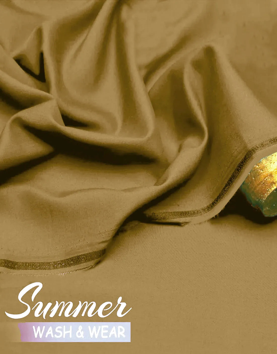 IB Unstitched Wash n Wear Soft Beige Shalwar Kameez for Men – Premium Quality Fabric