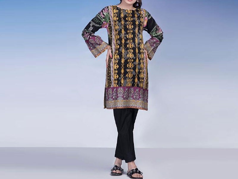 Embroidered EID Lawn Dress 2024 with Printed Chiffon Dupatta