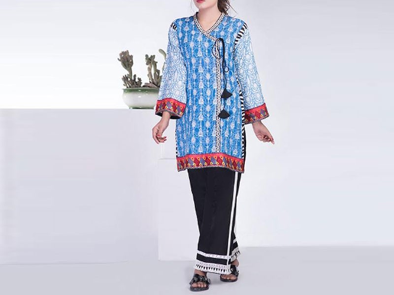 Embroidered EID Lawn Dress 2024 with Printed Chiffon Dupatta