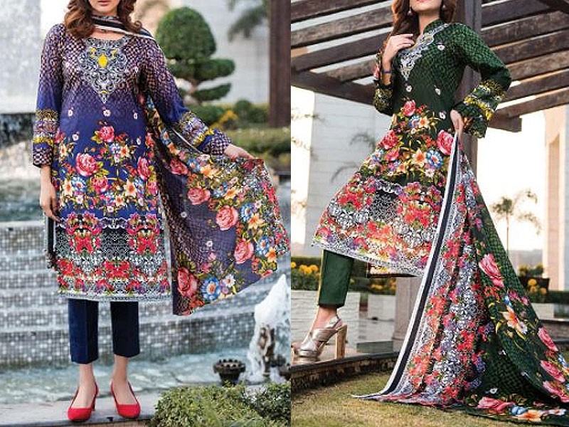 Elegant Embroidered Lawn Suit 2024 with Chiffon Dupatta