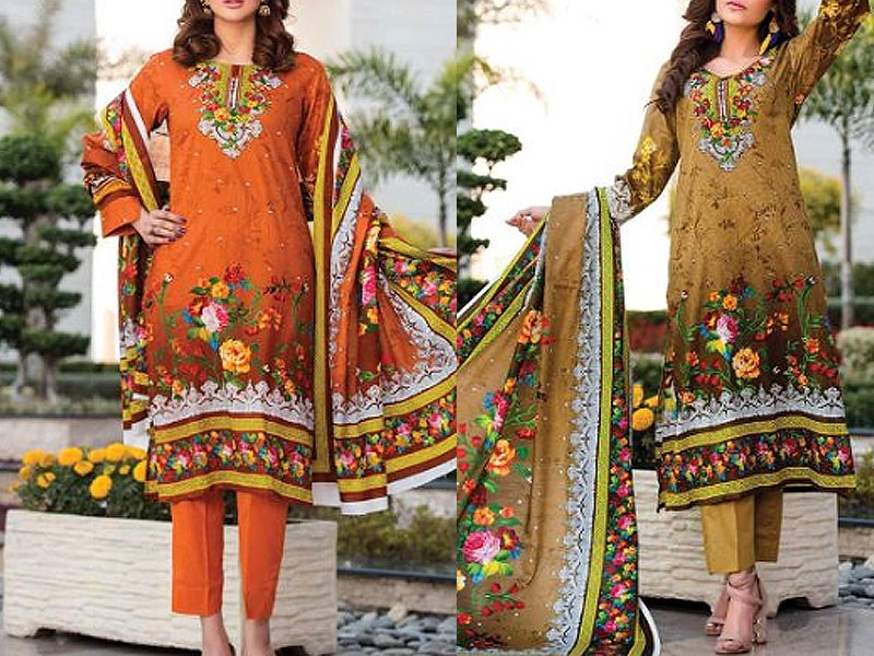 Elegant Embroidered Lawn Suit 2024 with Chiffon Dupatta