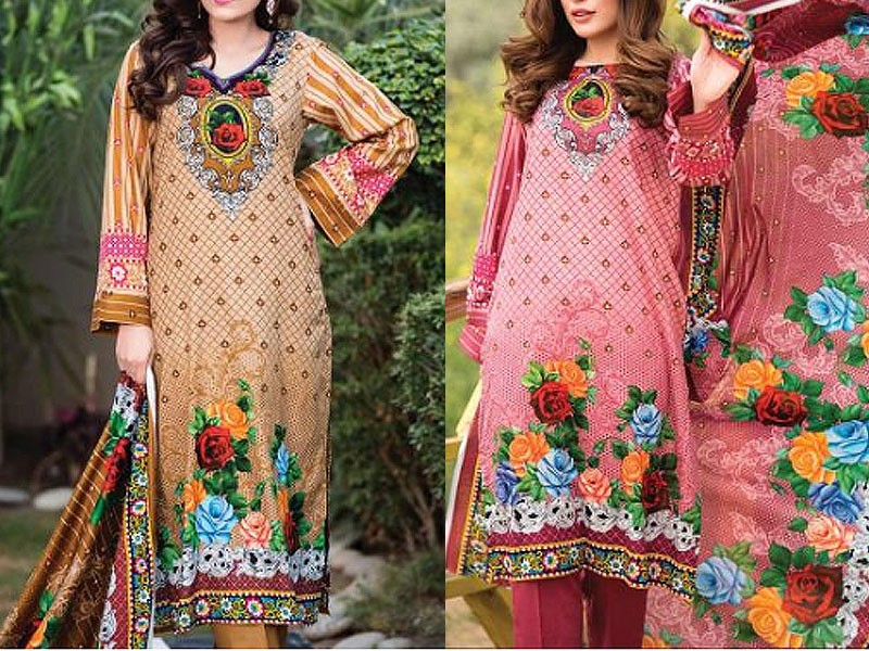 Elegant Embroidered Lawn Suit 2024 with Chiffon Dupatta