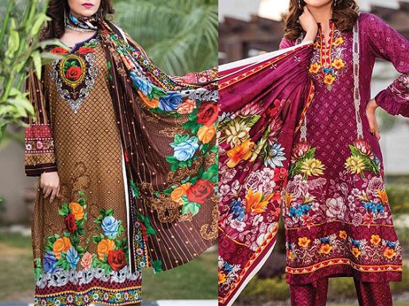 Elegant Embroidered Lawn Suit 2024 with Chiffon Dupatta