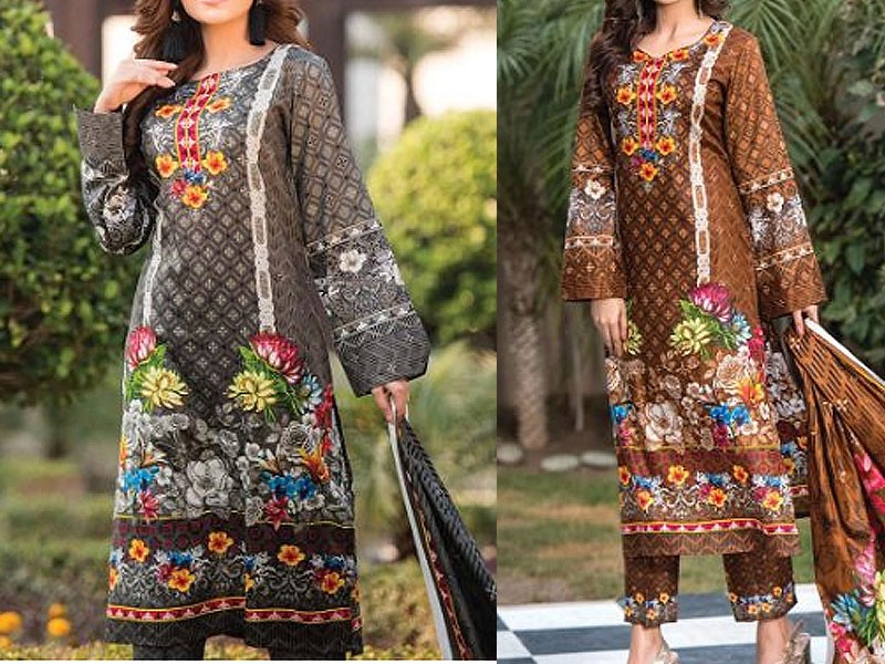 Elegant Embroidered Lawn Suit 2024 with Chiffon Dupatta