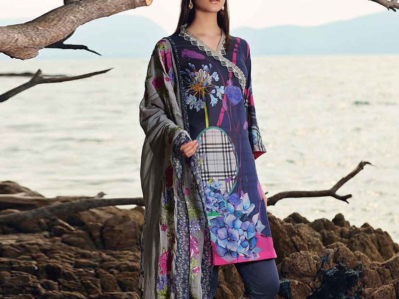 Embroidered EID Lawn Dress with Digital Print Diamond Lawn Dupatta