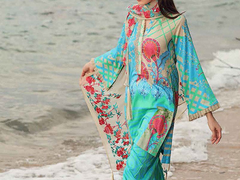 Embroidered EID Lawn Dress with Digital Print Diamond Lawn Dupatta